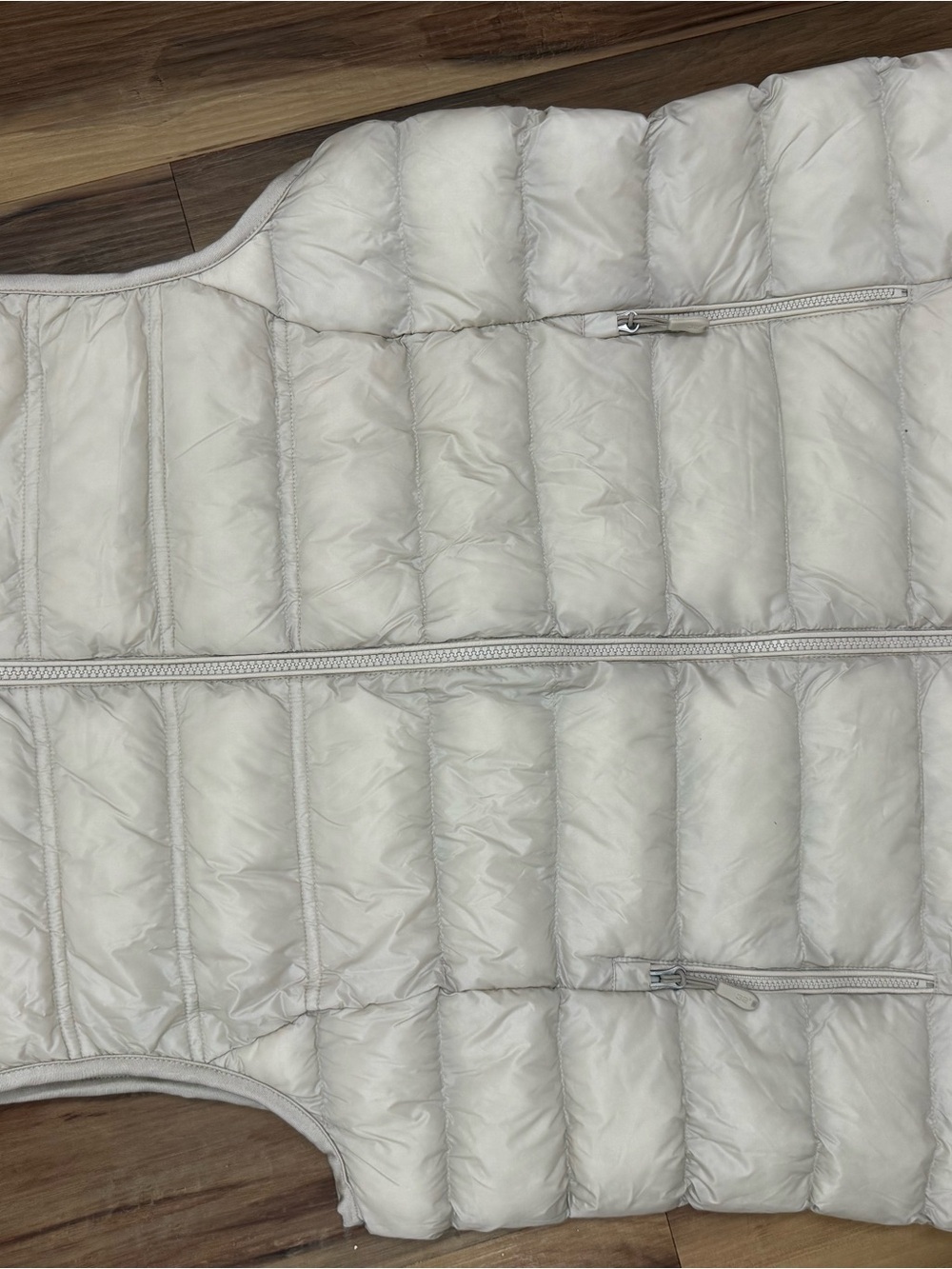 Women's Cream Quilted Puffer Vest with Zip Pockets